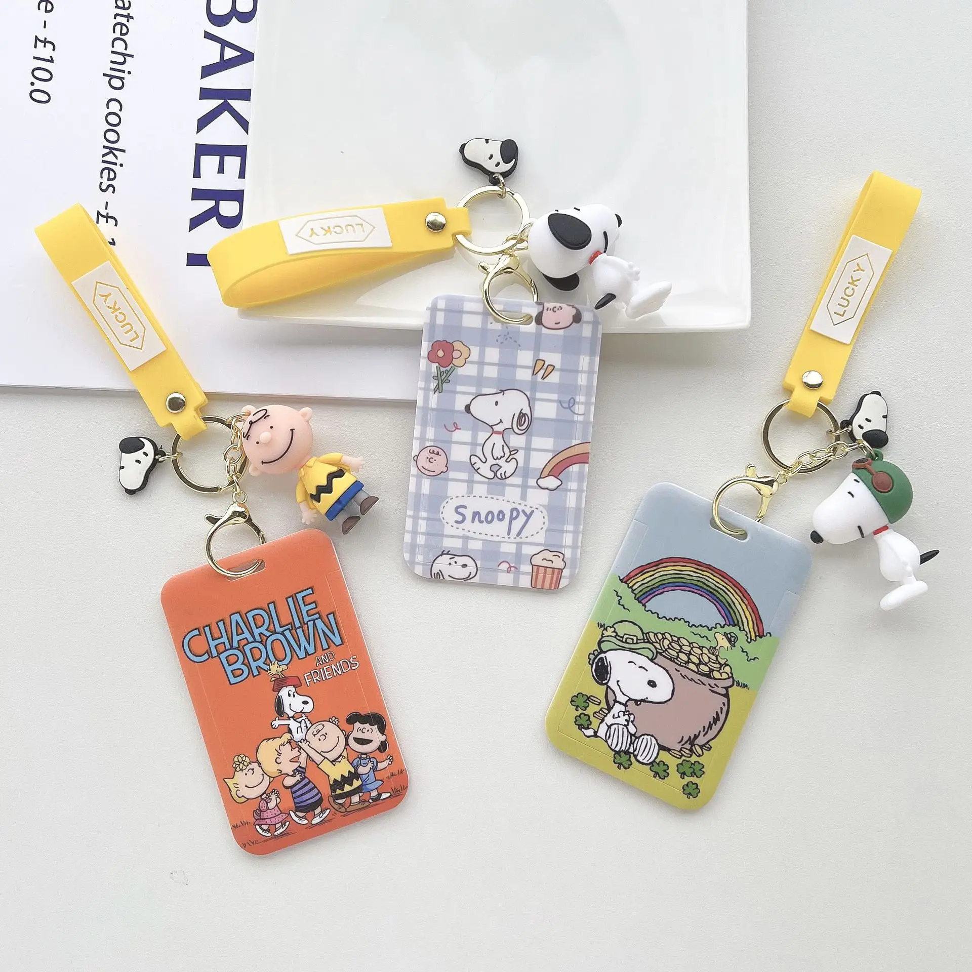 SNOOPY Charlie Keychain Anime Cute Couple Bagpack Pendant Key Ring for Men Women Keychain Accessories Student Bus ID Access Card