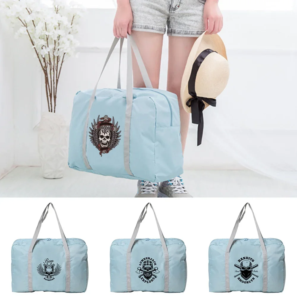 

Folding Handbag Travel Bags Women Luggage Packet Skull Print Organizer Clothes Holiday Accessories Traveler Duffle Bag Tote Pack