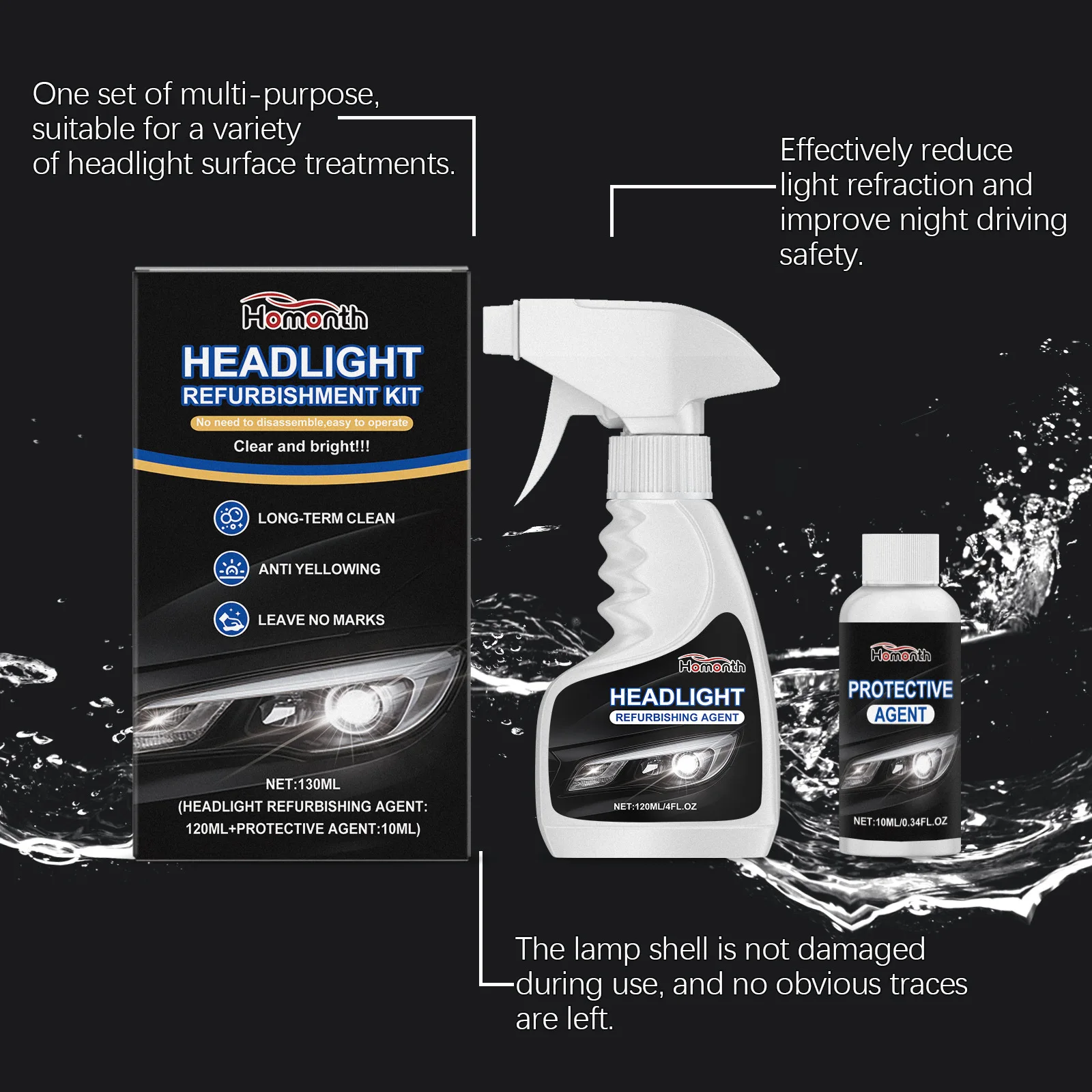 Headlight Restorer Polishing Paste Kit Car Lamp Scratch Remover Cleaner Refurbish Agent For All Vehicle Headlights Taillights