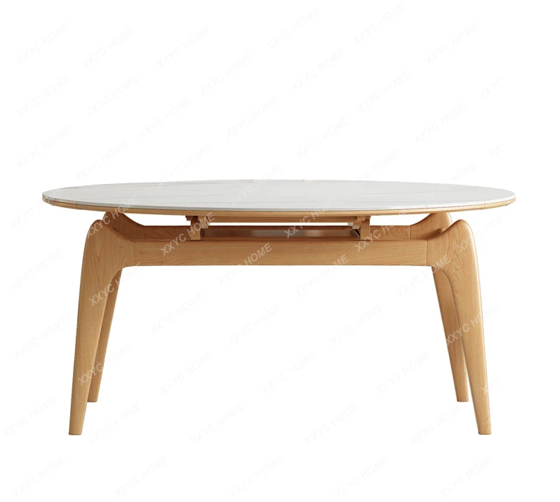 

Stone Plate Solid Wood Dining Tables and Chairs Set Retractable Square and round Dual-Use Ash Dining Table