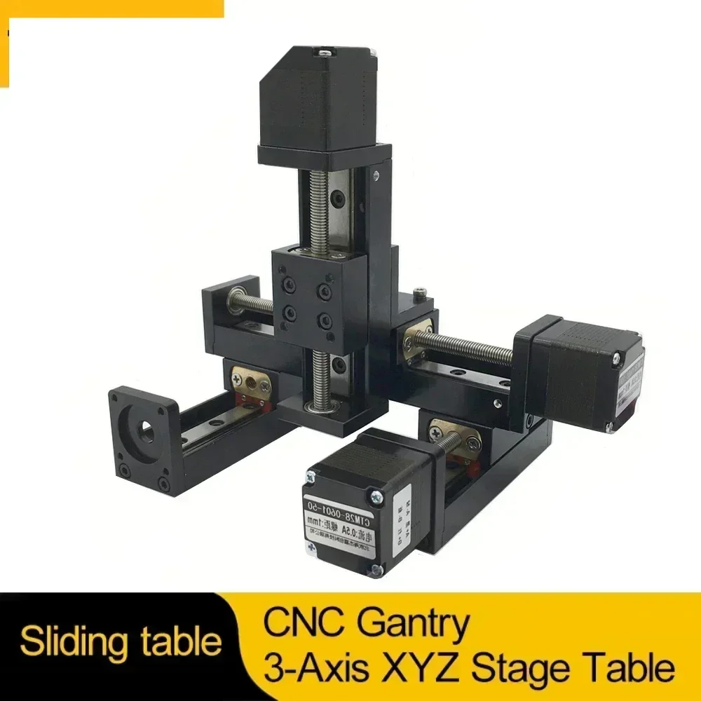 CNC Gantry 3-Axis XYZ Linear Stage T-type Slide Stage Linear Axis 50-300mm Stroke with NEMA11 28MM Stepper Motor Slide Module