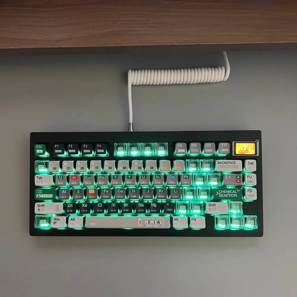 Chemistry Theme Keycap Set PBT Thermal Sublimation Custom Keyboard Cap CBSA Profile Side Translucent KeyCap Keyboard Accessories