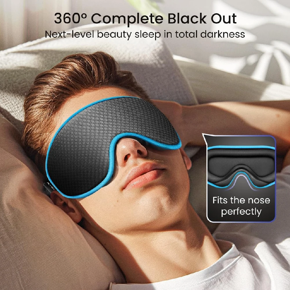 1PC 3D Contoured Cup Blackout Sleep Mask, Adjustable Strap, Eye Shade for Side Sleepers Men Women