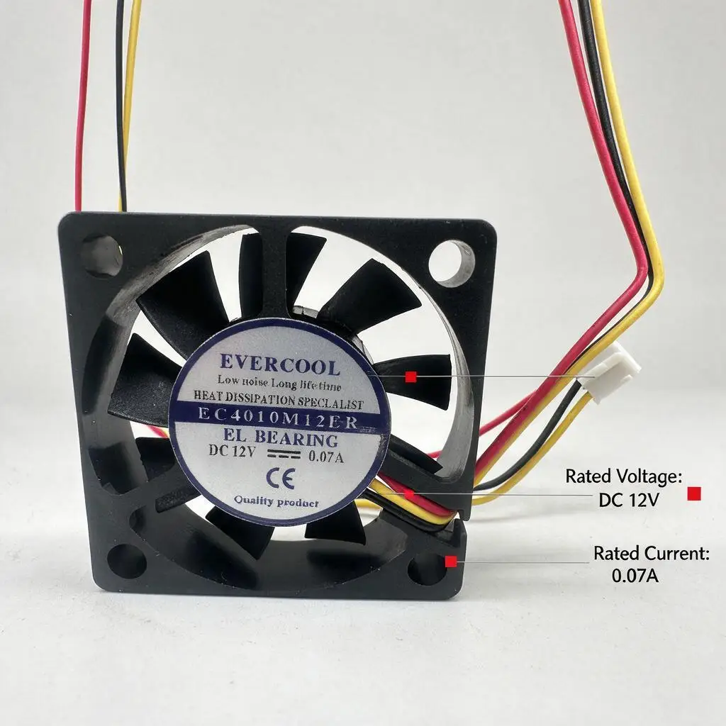 EVERCOOL EC4010M12ER DC 12V 0.07A 40x40x10mm 3-Wire Cooling Fan Case FAN