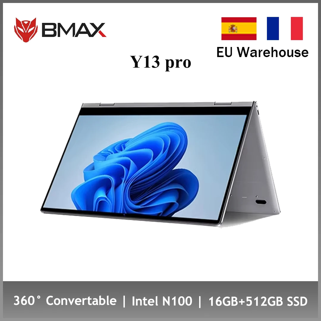 BMAX Y13PRO 360° Laptop 13.3 Inch Notebook Windows 11 16GB RAM LPDDR5 512GB SSD Intel N100 1920*1080 IPS Laptops Computer