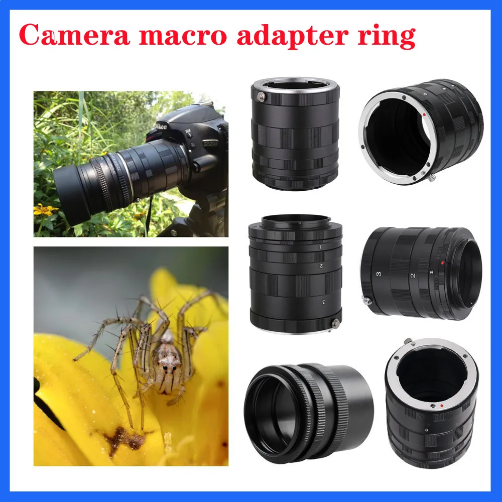 Aluminum Macro Extension Ring Tube Set Macro Adapter Ring for CANON/NIKON/SONY/PENTAX/M42