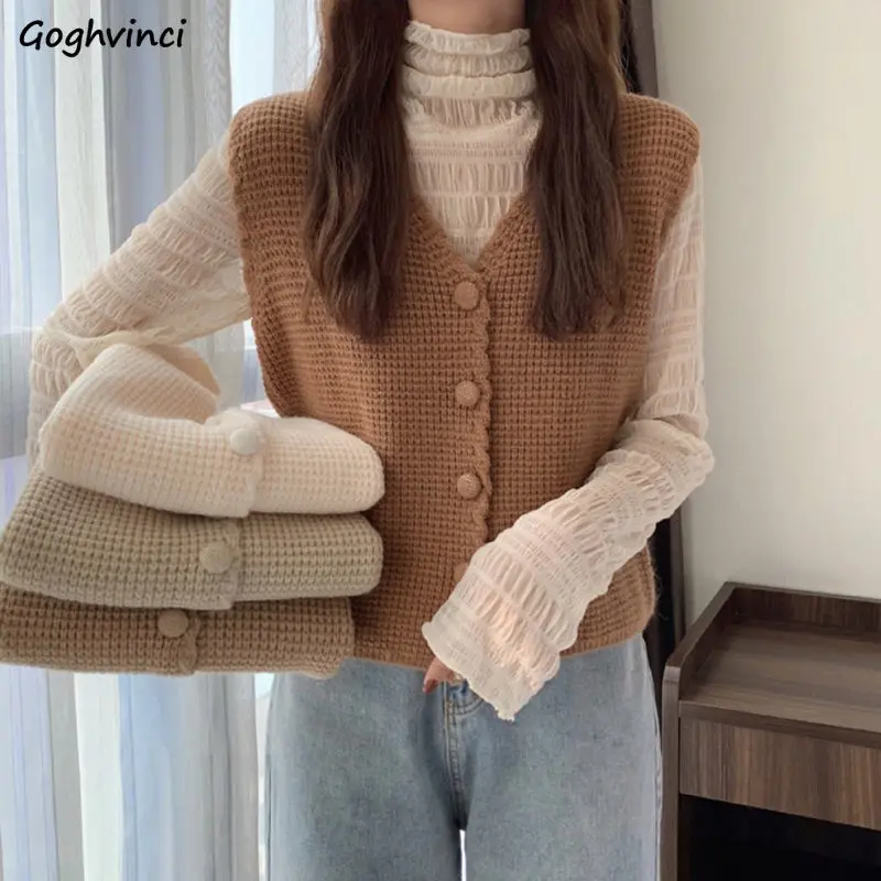 Sweater Vest Women Japan Style Loose V-neck Knitted College Ropa Lovely Minimalist All-match Harajuku Leisure Fashion Female BF