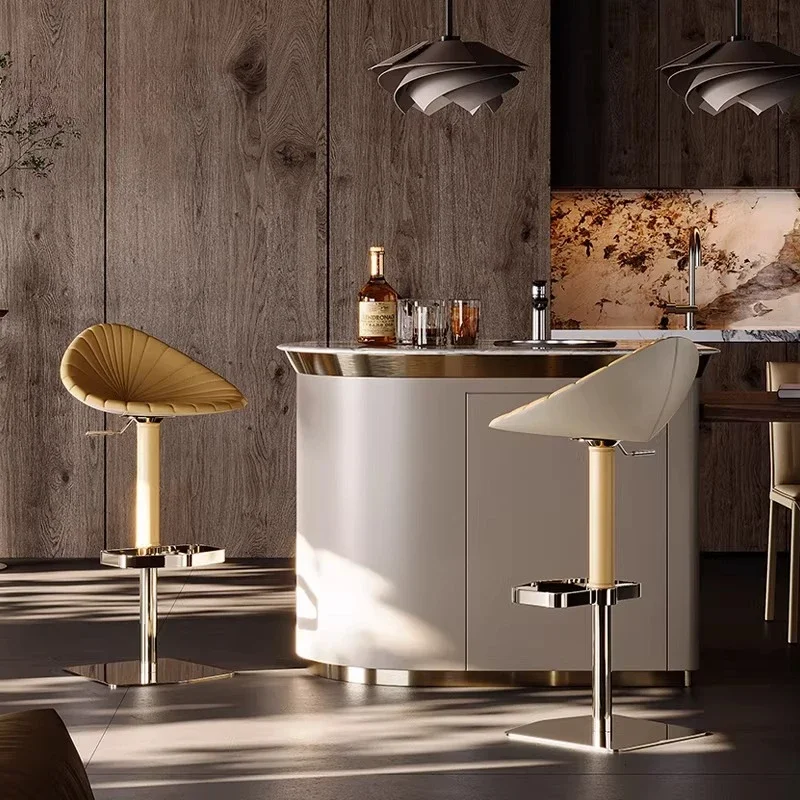 Aesthetic Counter Bar Stools Luxury Comfortable Minimalist Modern Reception Desks Bar Chairs Leather Gold Sillas Salon Furniture