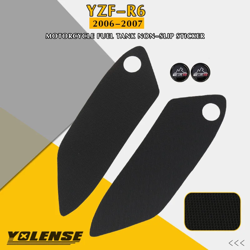 For YAMAHA YZF-R6 YZF R6 YZFR6 2006 2007 Motorcycle Tank Traction Pad Anti Slip Sticker Side Decal Gas Knee Grip Protector