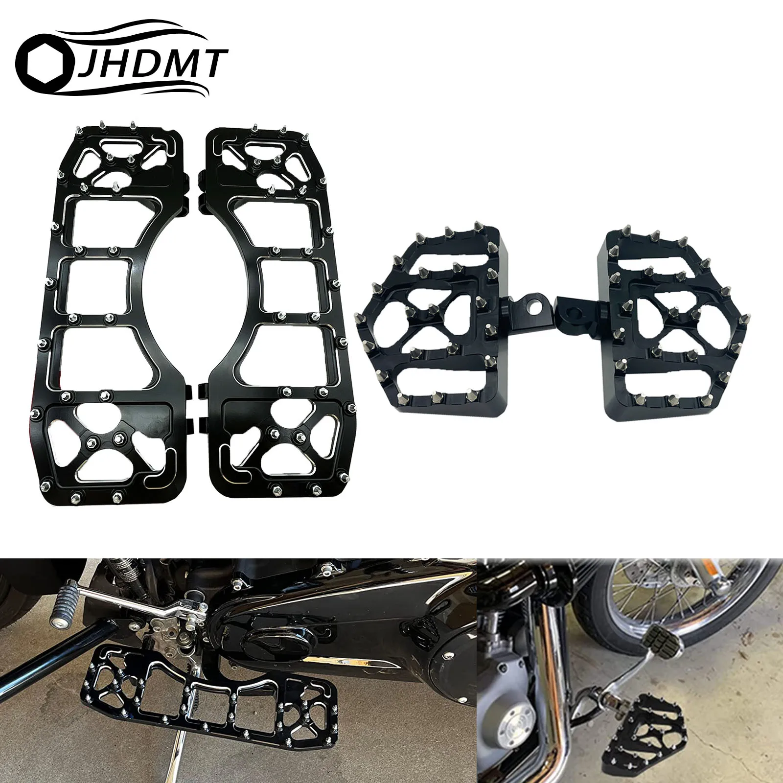 

Motorcycle Front Rear Driver Passenger Foot Pegs Floorboard For Harley Touring Road King Street Tri Glide Softail Fat Boy Dyna