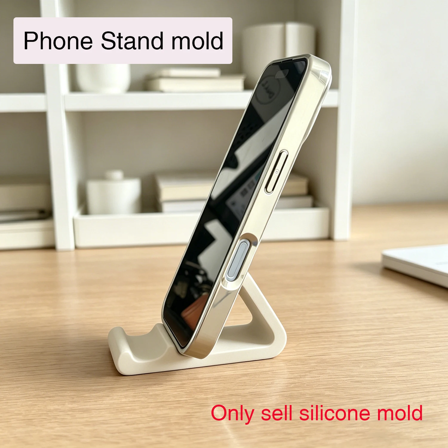 Molde de Silicone para Suporte de Celular Minimalista - Molde Reutilizável para Suporte de Celular em Cimento, Gesso e Concreto, Decoração Moderna DIY para Mesa