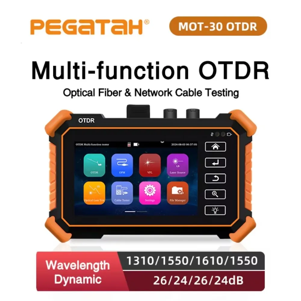 

PEGATAH 4 Inch OLED OTDR Tester MOT-31 Touch Screen OPM VFL Optic Time-domain Reflectometer Utp Cable Optic Fiber Tester LAN