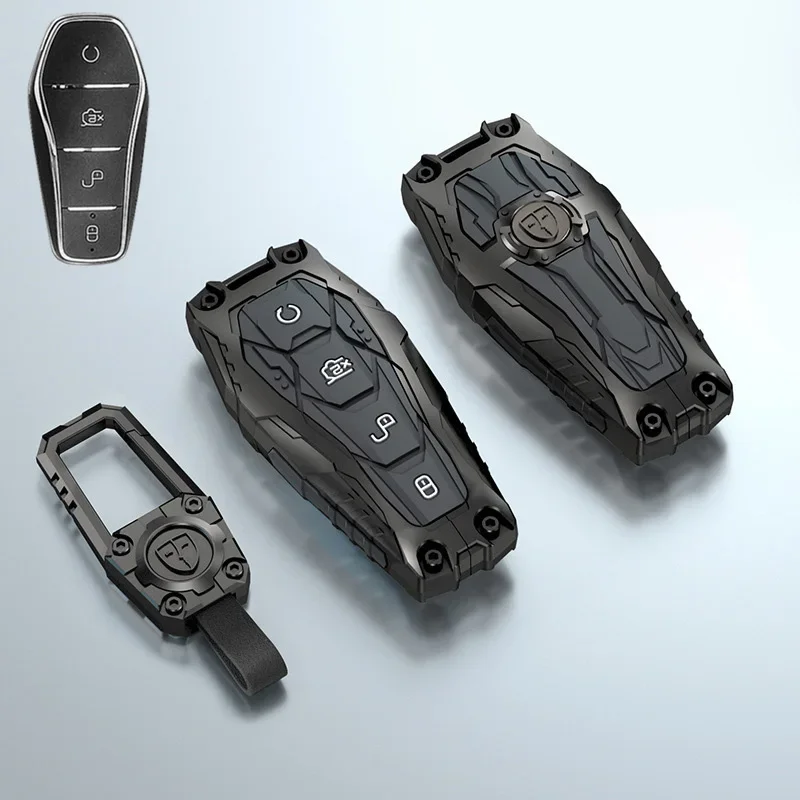 Zinc Alloy+Silicone Remote Key Case Key Cover Car Keychain Holder For BYD Qin PLUS/Han Ev Tang Dm/Song Pro/MAX/Yuan Dolphin E2
