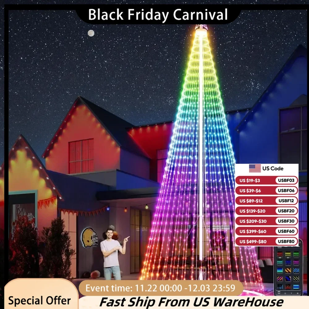 Outdoor Christmas Tree - Intelligent Outdoor Lighting Decoration, Bluetooth Controlled Color Change DIY Christmas Tree Lamp