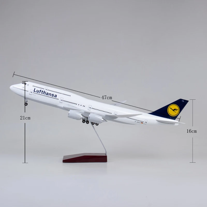 New 47cm 1:160 Scale Diecast Resin Plane Lufthansa Airways B747 Model Airplane Collection with LED Light Display Gifts Fans