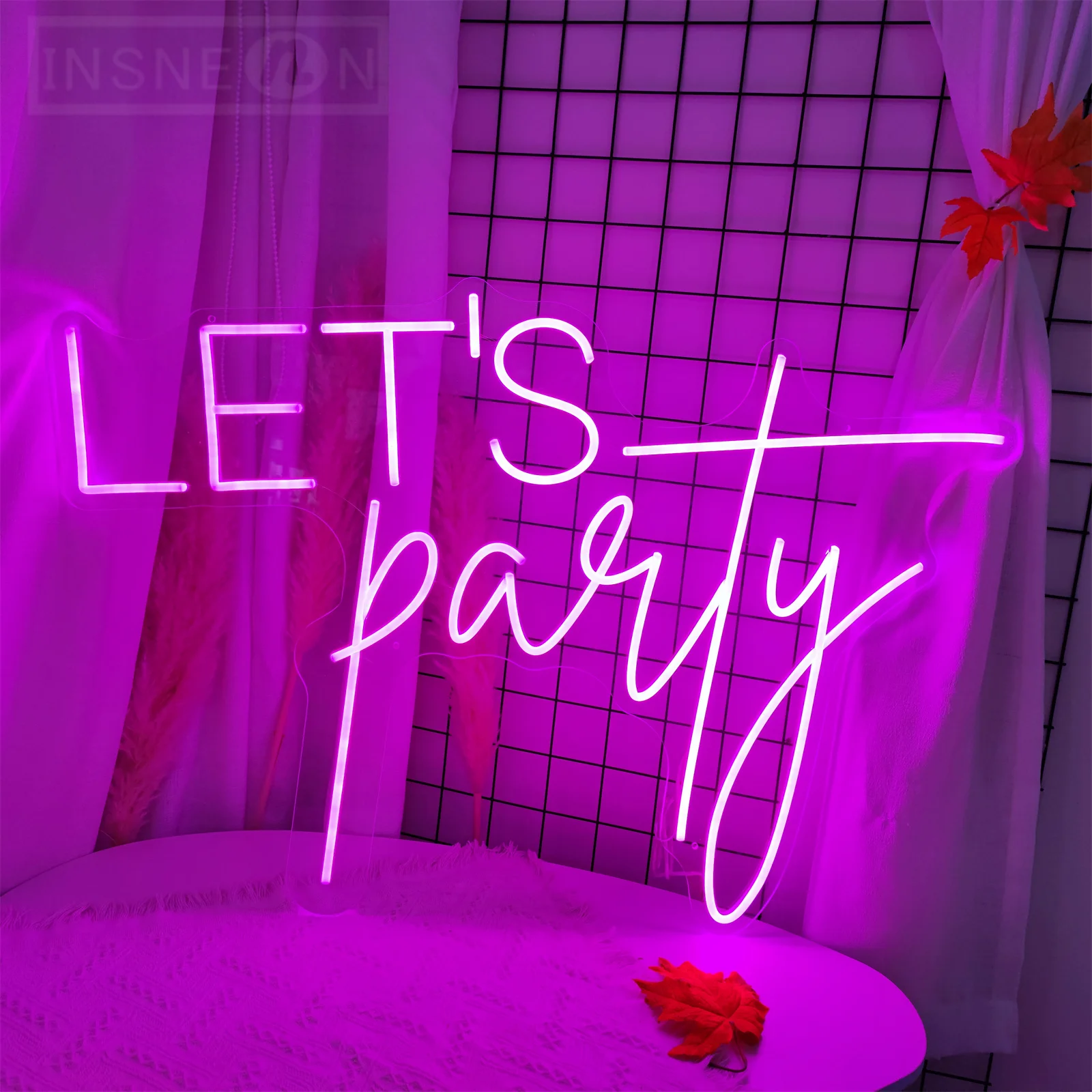 Let's Party LED Neon Sign for Bar Party, Aesthetic Decor, Neon Lights for Wedding, Birthday Party, Club Wall, Aesthetic Decor