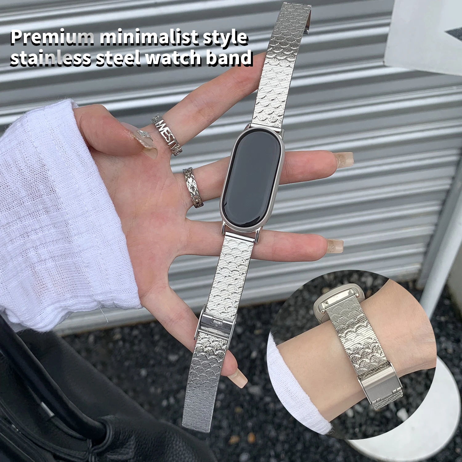 

Universal 18/20/22mm high-end stainless steel strap for Xiaomi band 8/9 Pro 10 girls band for Redmi watch6/5/4