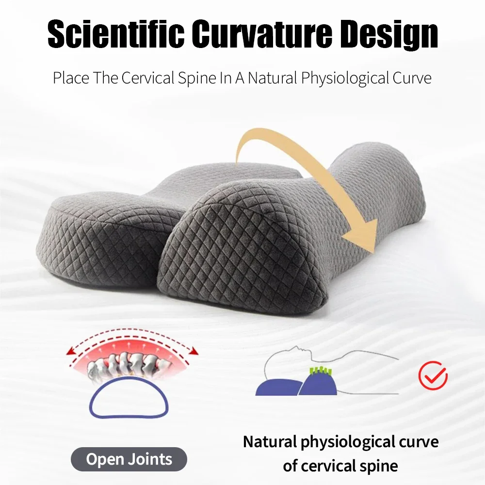 وسادة عنق الرحم رغوة الذاكرة كفاف وسادة السرير الوسائد للجانب النائم مريح كفاف العظام وسادة دعم الرقبة