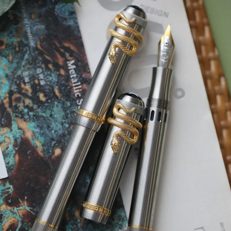 MAJOHN P137 Titanium Alloy Pen Snake Clamp Edition No.6 Daming Sharp Observation Ink Window Piston Ink Absorbing Pen  Moonman