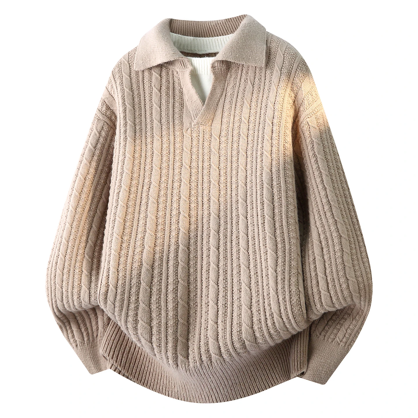 

Утепленный вязаный свитер для мужчин с воротником, повседневный, в японском стиле, премиум-качество, трикотаж для зимы