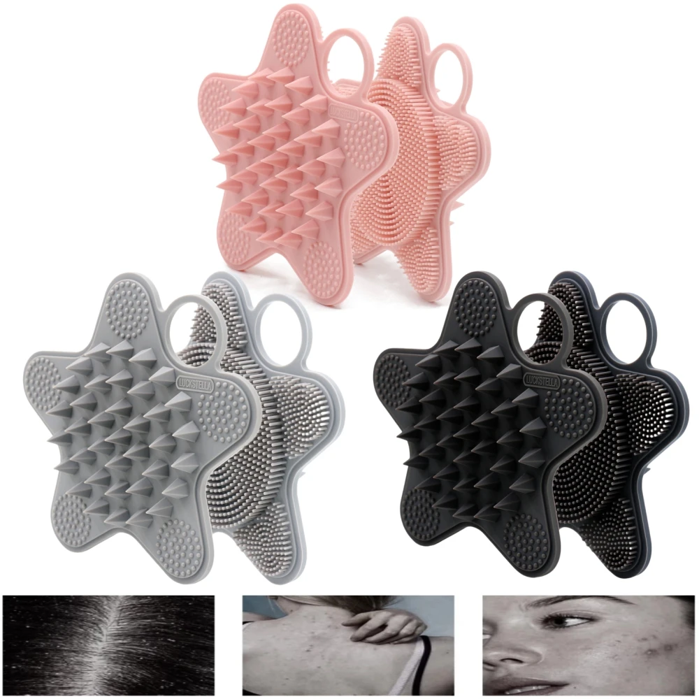

Pentagram Antibacterial Silicone Scalp Massager Shampoo Brush with Soft Silicone Bristles for Dandruff Removal, Hair Growth
