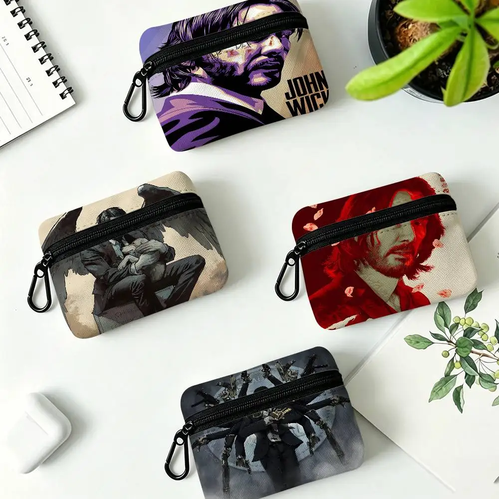 J-John-Wick Stylish-Vengeful Portable Oxford Cloth Coin Purse Alloy Carabiner Hook Small Zipper Pouch For Backpack Belt Daily