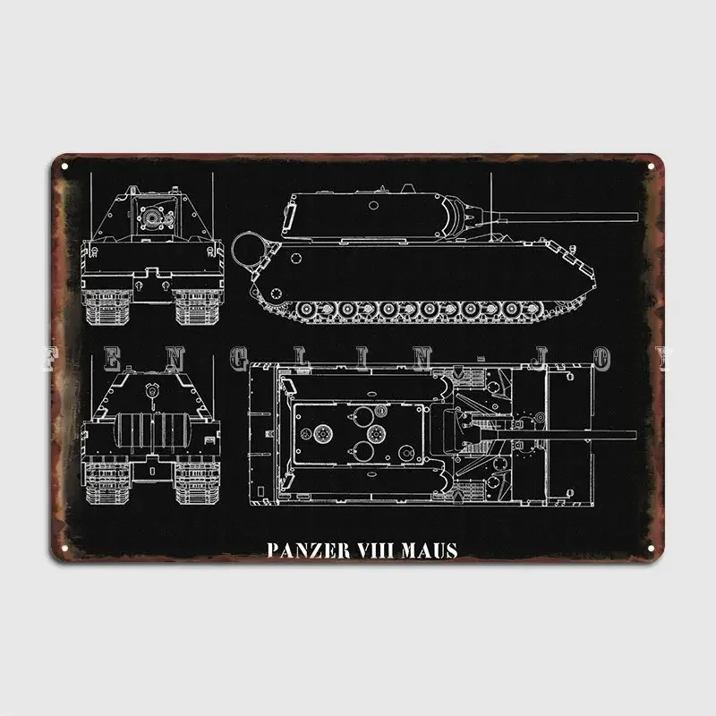 Panzer Viii Maus Poster Metal Plaque Wall Cave Cave Pub Vintage Plaques Tin Sign Poster