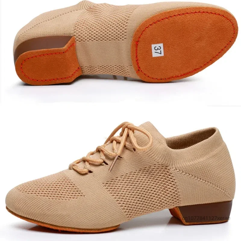 

Специальная обувь для джазовых танцев, тренировочная обувь для тела на мягкой подошве для взрослых, танцевальная обувь из тканой сетки, детские танцевальные соревнования