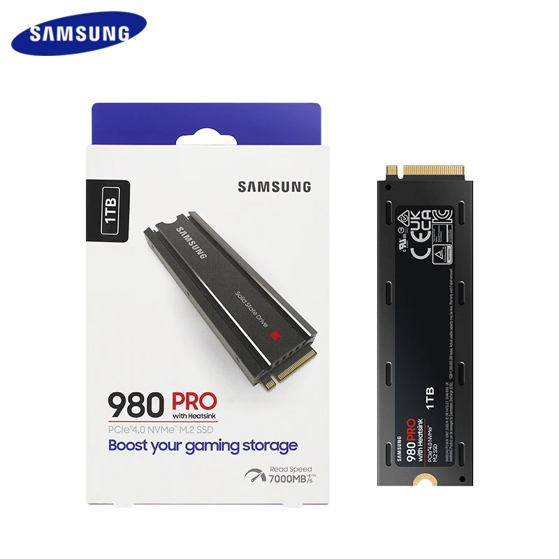 Samsung Solid State Disk 980 Pro, dengan Heatsink asli PCIe 4.0 NVMe M2 2TB 1TB SSD Hard Drive Internal untuk Laptop Desktop