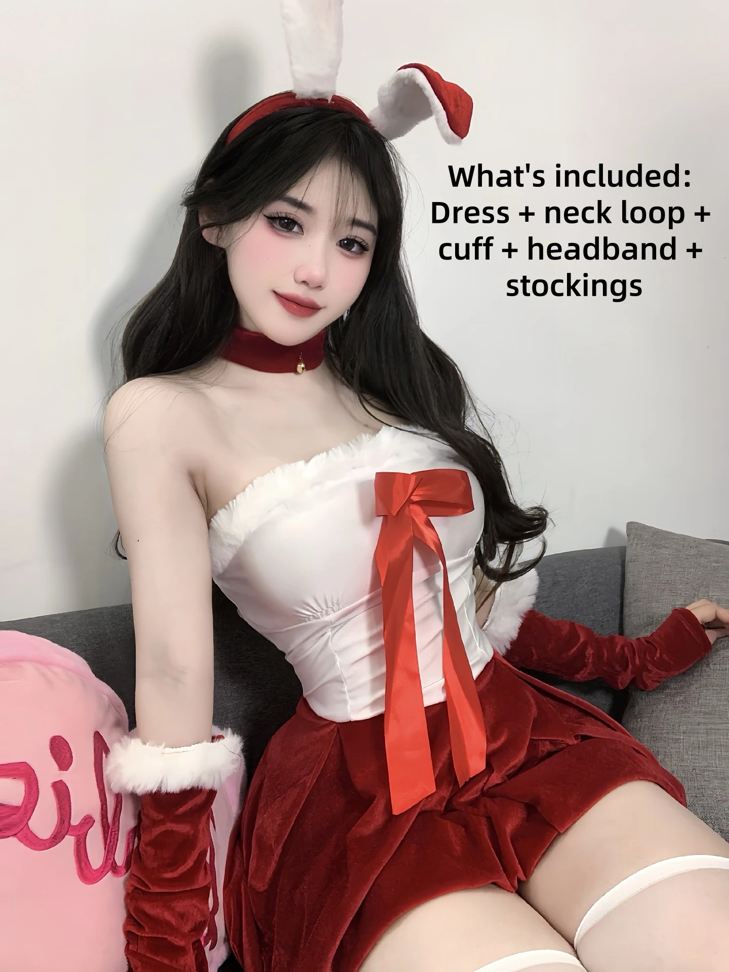 ชุดชั้นในเซ็กซี่เซ็กซี่ Canary คู่เจ้าชู้สีแดงชุดเย้ายวนกระต่ายคอสเพลย์ชุด PURE Desire PLUS ขนาดชุด L610