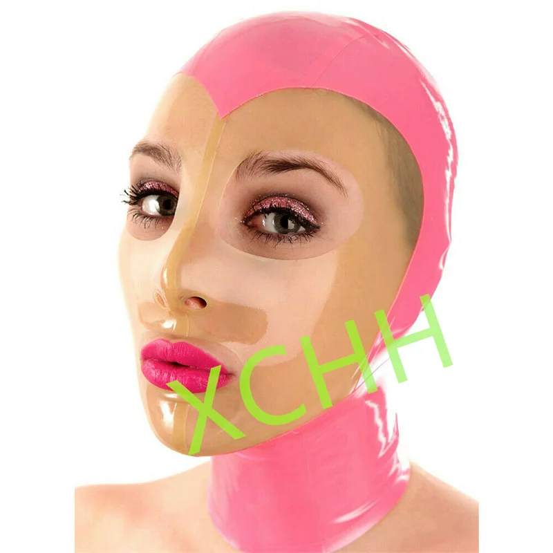 

Handmade Latex Hood Rubber Mask with Transparent Back Zip Sexy Fetish Headgear Customize Men Women Halloween Cosplay Costume