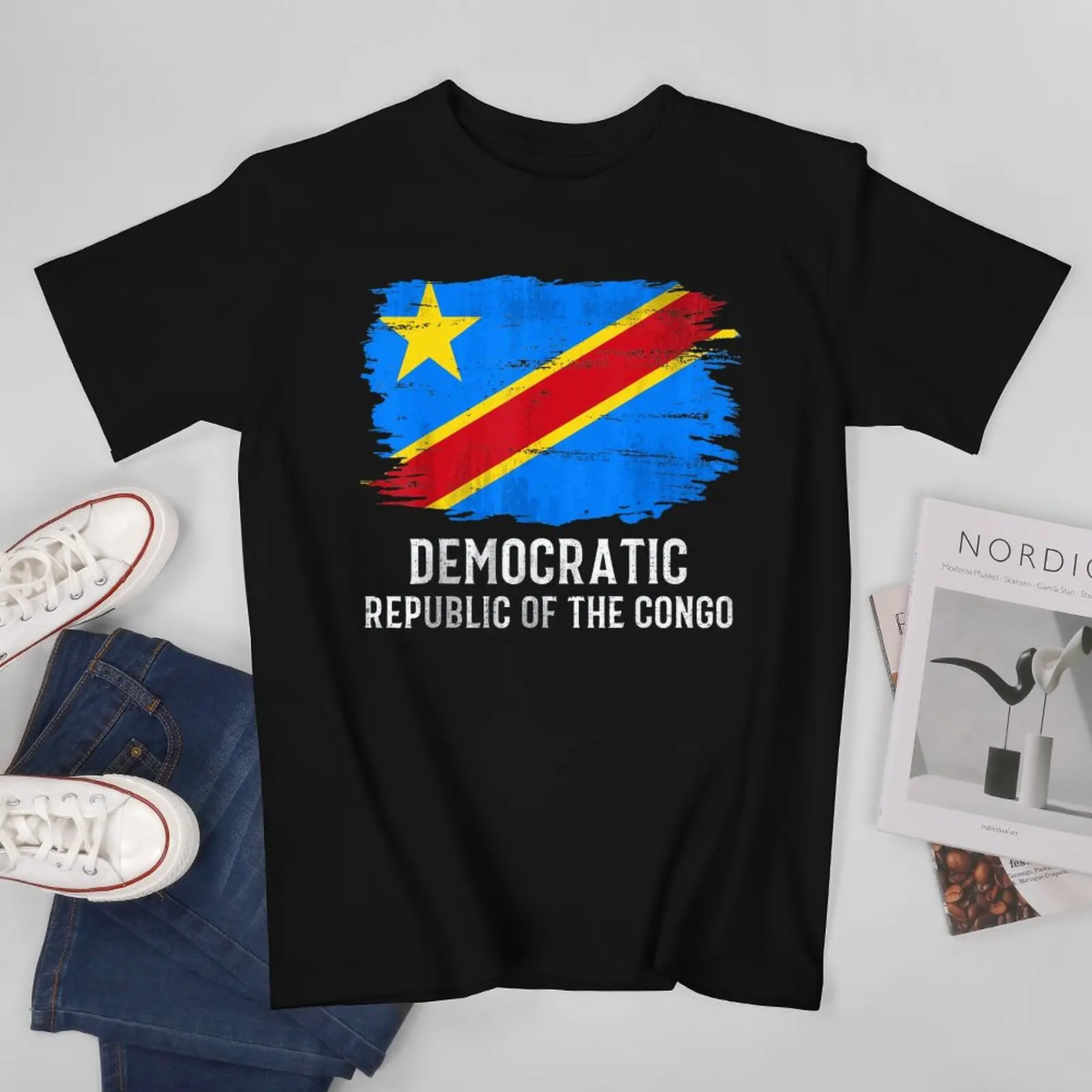 Democratic Republic of Congo Flag Men Tshirt Tees T-Shirt O-neck T Shirts Women Boys Clothing 100% Cotton