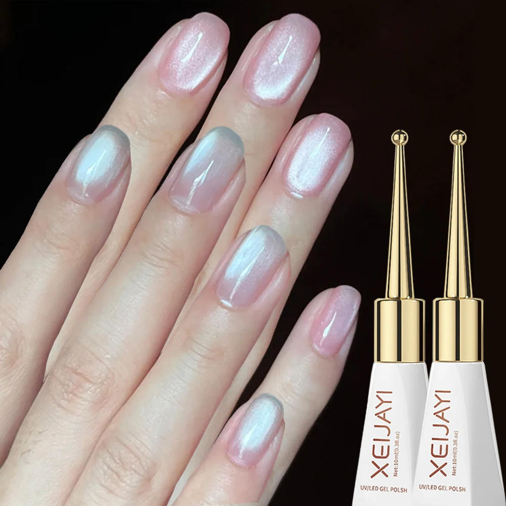 

XEIJAYI 2color 20ml Cat Eye Gel Nail Polish Set Pink+white Semi-permanent Enamels Varnish Magnetic Gel UV For Nail Cat Eye Glue