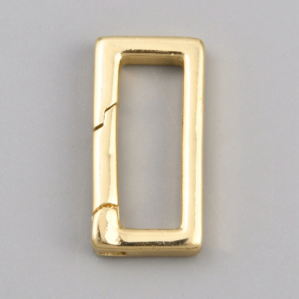 20Pcs Spring Gate Rings Small 18x9x3mm 18K Gold Plated Brass Rectangle Spring Clasps Necklace Shortener Enhancer Connector