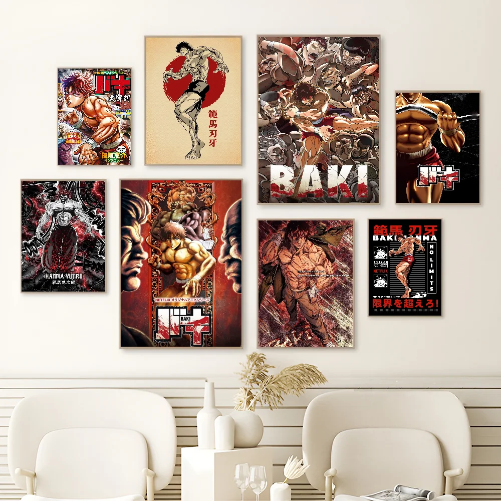 Japanese Anime Baki Self-adhesive Art Poster Waterproof Paper Sticker Coffee House Bar Posters Wall Stickers