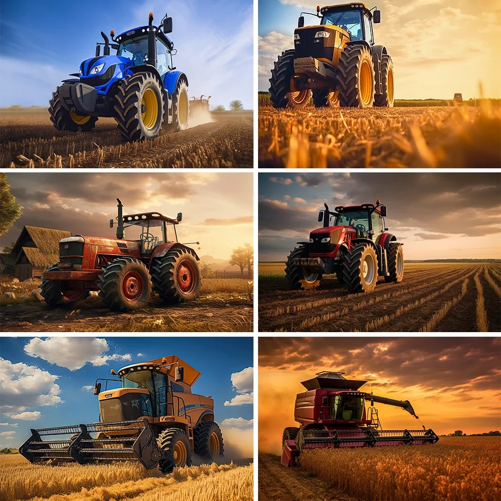 

Tractor Warehouse Rural Haystack Baby Newborn Party Birthday Photo Background Photography Backdrop for Photo Studio