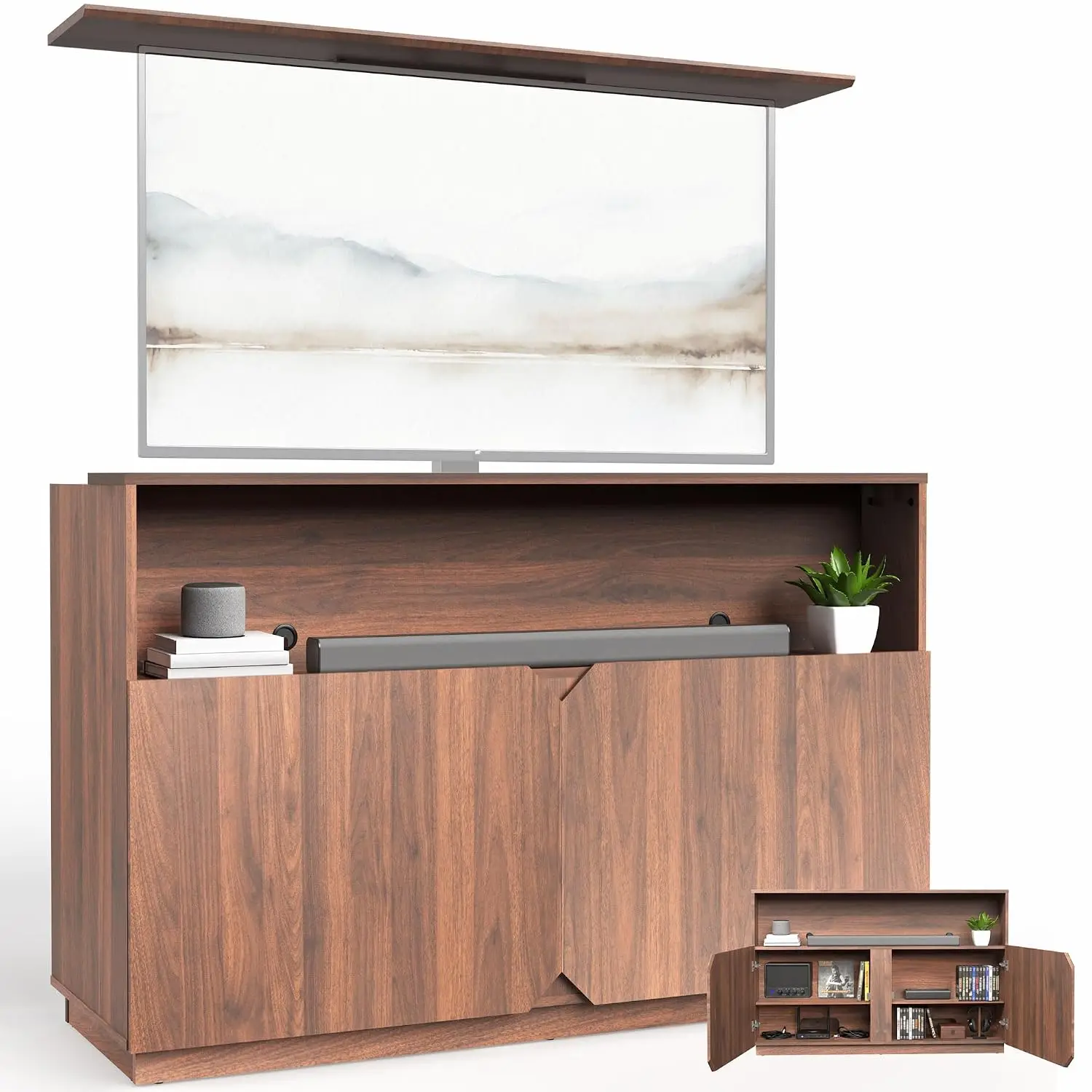 Walnut TV Cabinet Designed for MOUNT-E-UP65A, CASE-EUP3WN