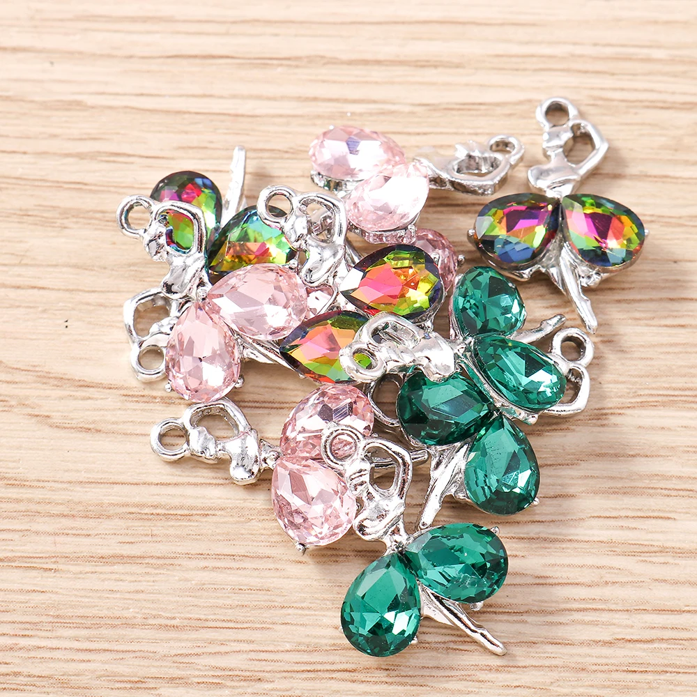 

Tusember 10Pcs 14*22mm Silve Color Elegant Crystal Ballet Girls Charms For Jewelry Making DIY Necklace Bracelet Earring Craft