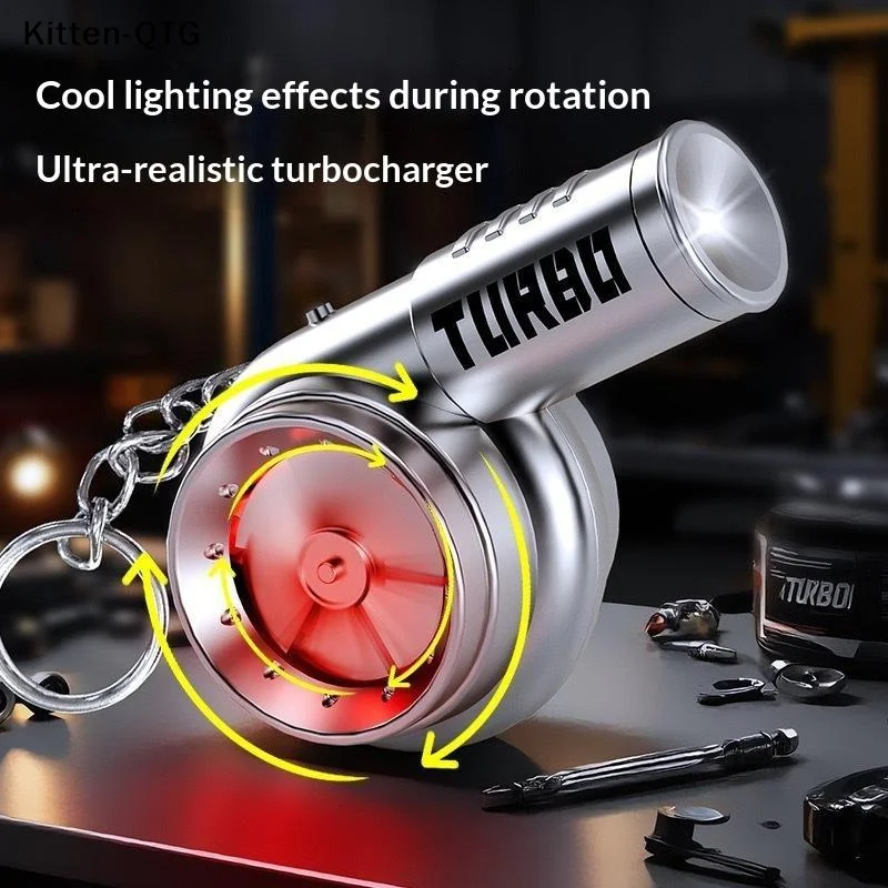 NEW With Sound Turbo Key Chain Light Torch Car Keyring Turbocharging Pendant Plastic Spinning Simulation Turbo Christma Gifts