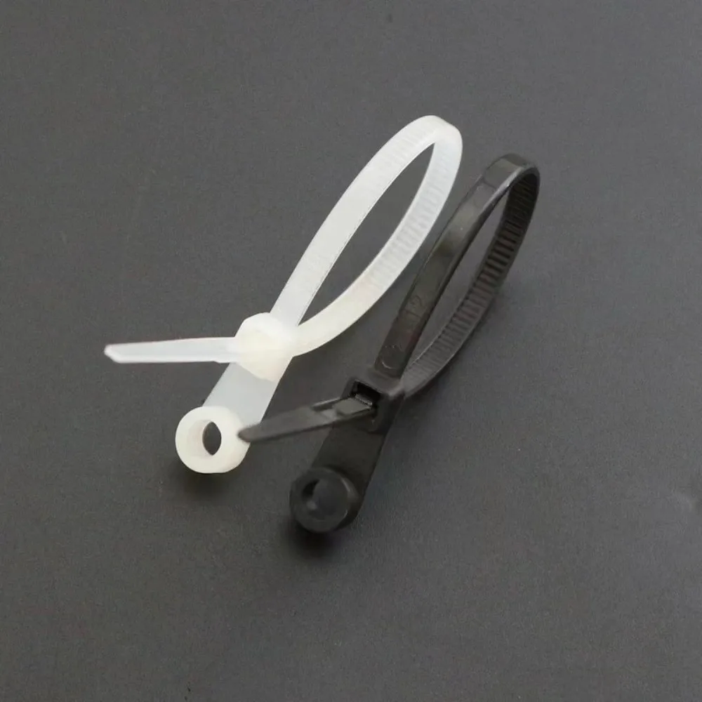 100Pcs Nylon Cable Tie Gear Screw Fix Hole Multi Wire Wrap Self Lock Strap Self Lock Buckle Hard Plastic Shell