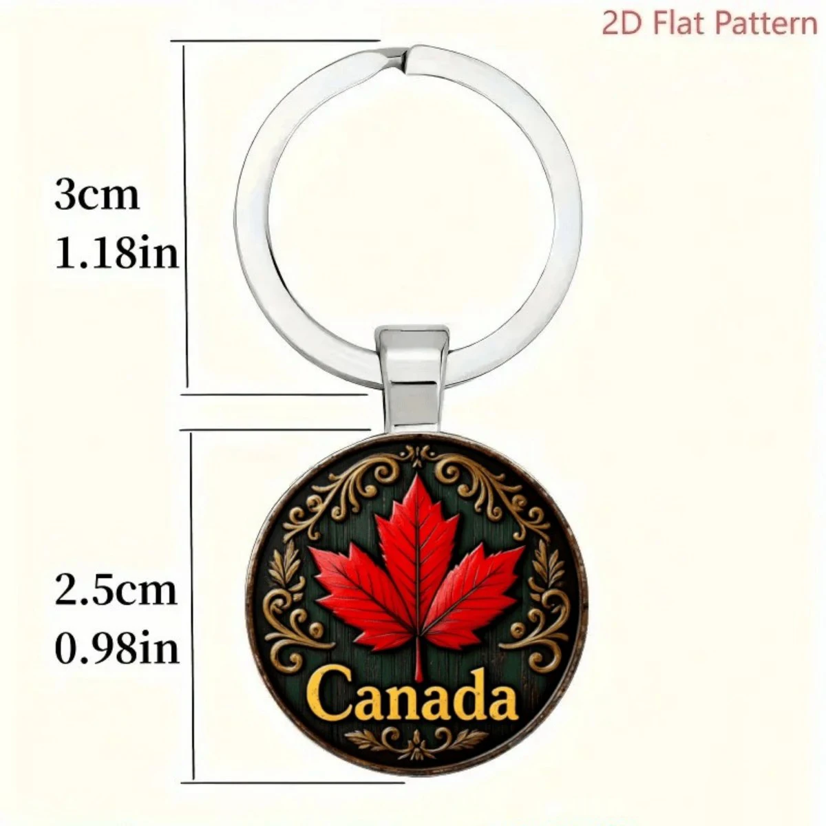 Canadian Maple Leaf Keychain - Zinc Alloy with Red Maple Leaf & CANADA Text - Car Keys or Bag Accessory