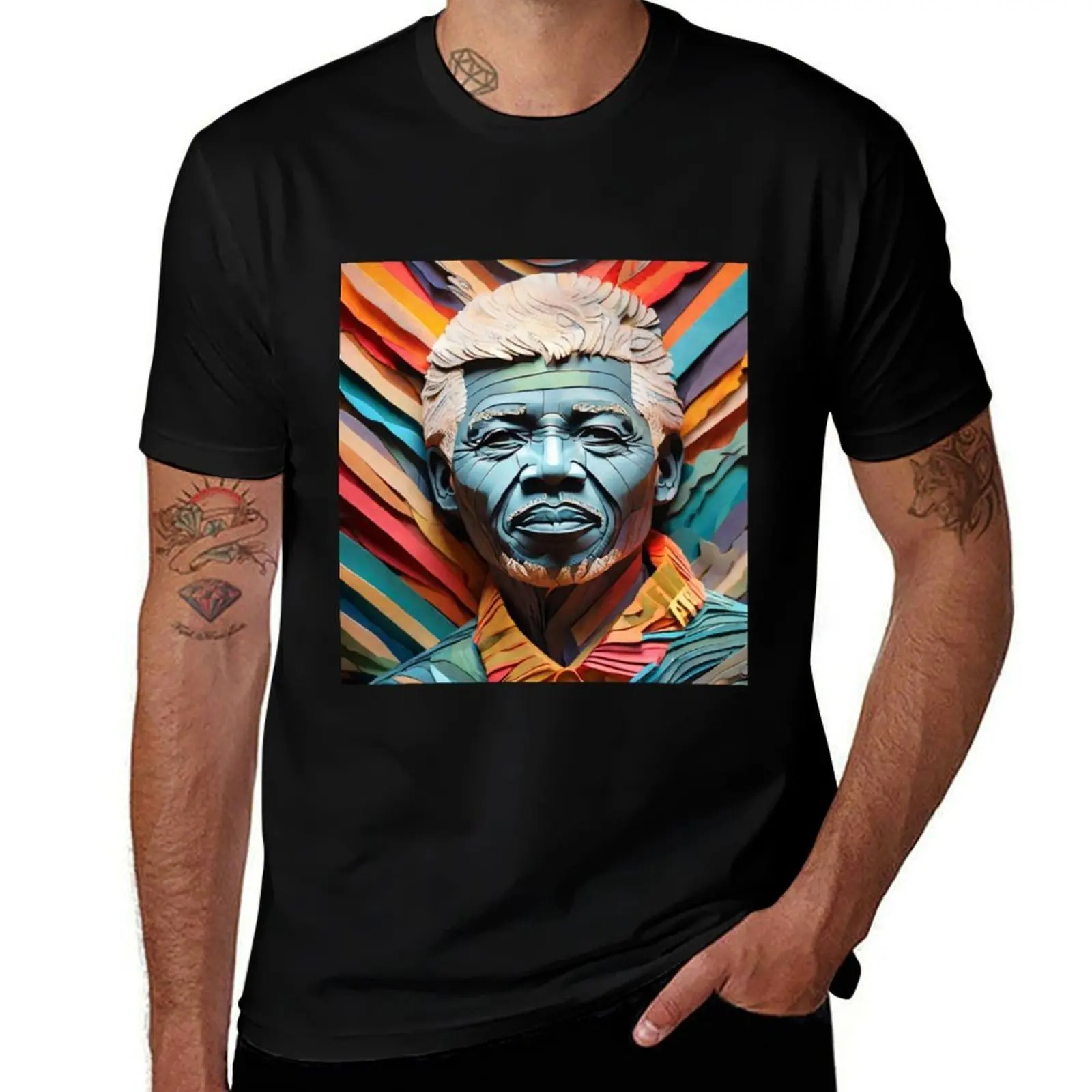 

Nelson Mandela portrait T-Shirt blacks anime figures customizeds sweat shirts, men