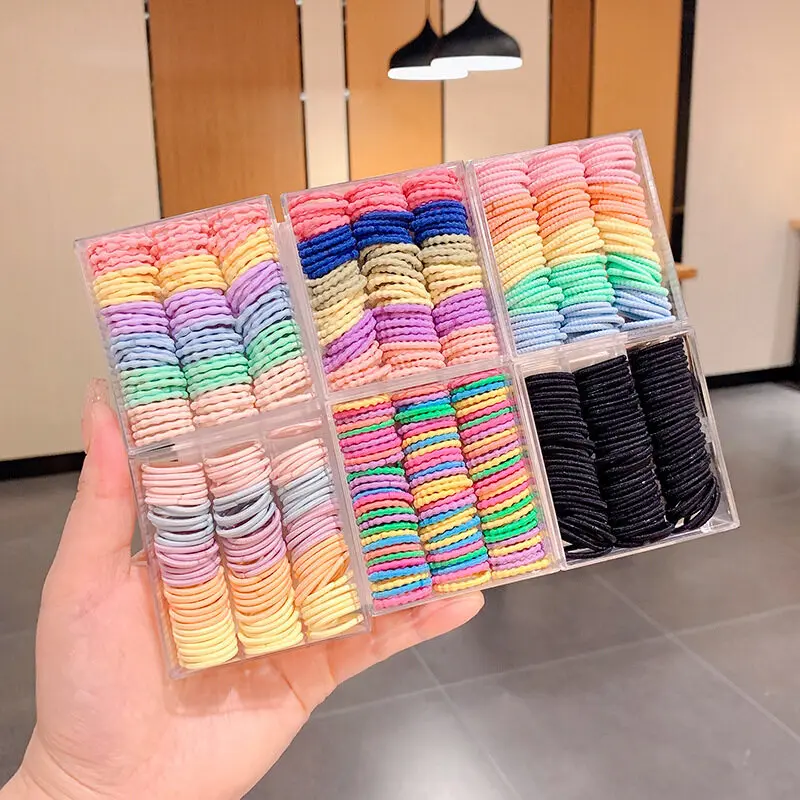 90pcs/set Korean Style Candy Color Hair Rope for Kids High Stretch Hair Tie Fashion Girl Scrunchies