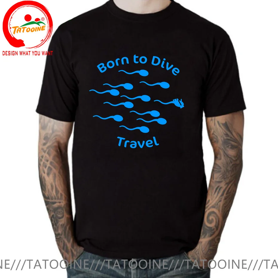 Scuba Diving Flag Freediving Gift T-Shirt Funny Born to Dive T Shirt Men Humor Anime Swimming Sperm T Shirt Diver Tops Tee Shirt