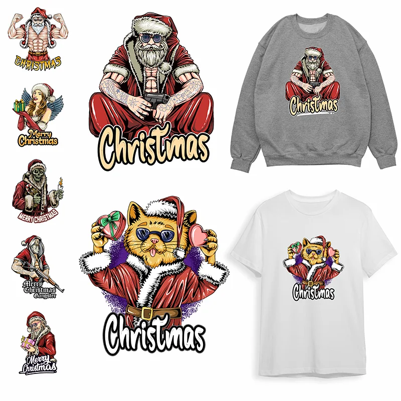 

Christmas DTF clothing Heat transfer stickers Red fashion pretty men's T-shirt DIY women's hoodie jacket patch waterproof popul