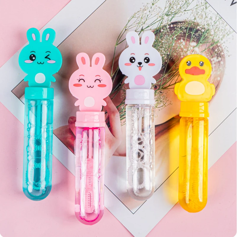 Mini baguettes à bulles de dessin animé, bouteille d'eau savonneuse, jouets de soufflage portables pour enfants, extérieur, mariage, fête d'anniversaire, 3 paquets