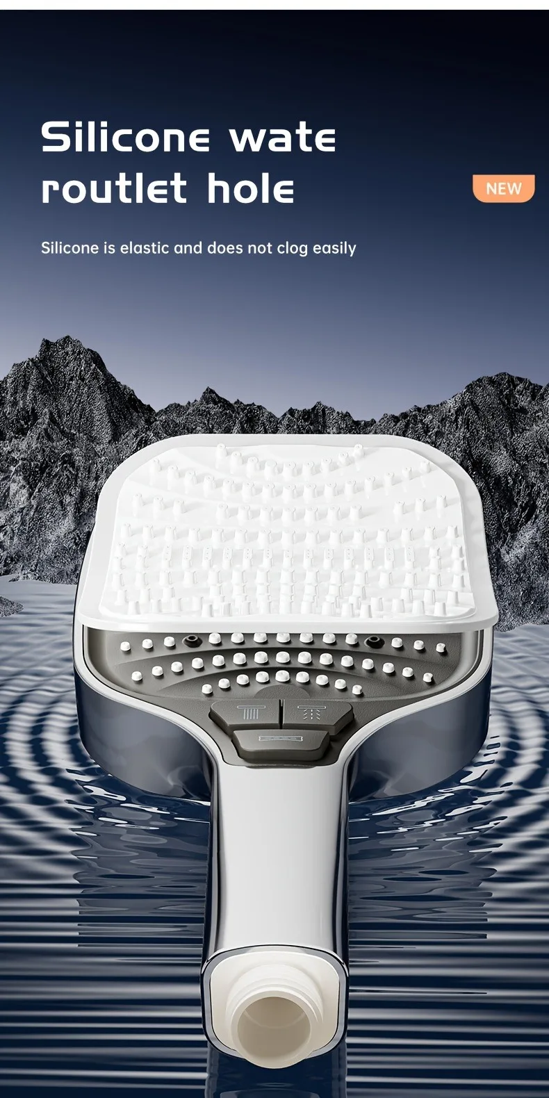 12 cm großer Panel-Duschkopf mit Filter, Badezimmer, Hochdruck, wassersparender Regenduschkopf, quadratische Multifunktionsdüse – Detail 6