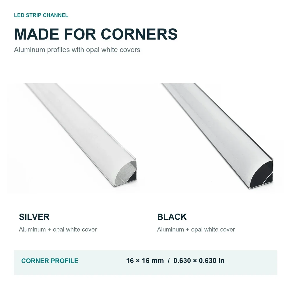 1-30pcs / Lot 0.5m / pcs 45 Degree Angle Aluminum Profile for 5050 3528 Led Corner Aluminium Prof Led Strips Light Bar Cabinet