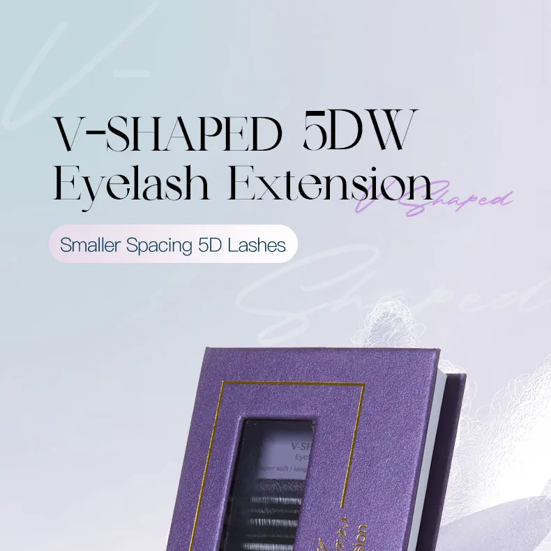 DeceMars V-förmige 5D Wimpernverlängerungen Matt Schwarz 12 Reihen/Tray für Make-up – Detail 1