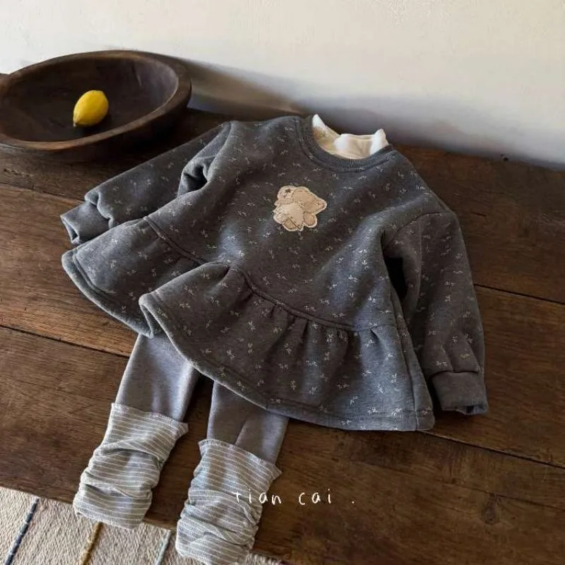 

girls Clothing Set Autumn and winter Fashionable New style Children's Thick Bottom Shirt+Leggings Two-piece set